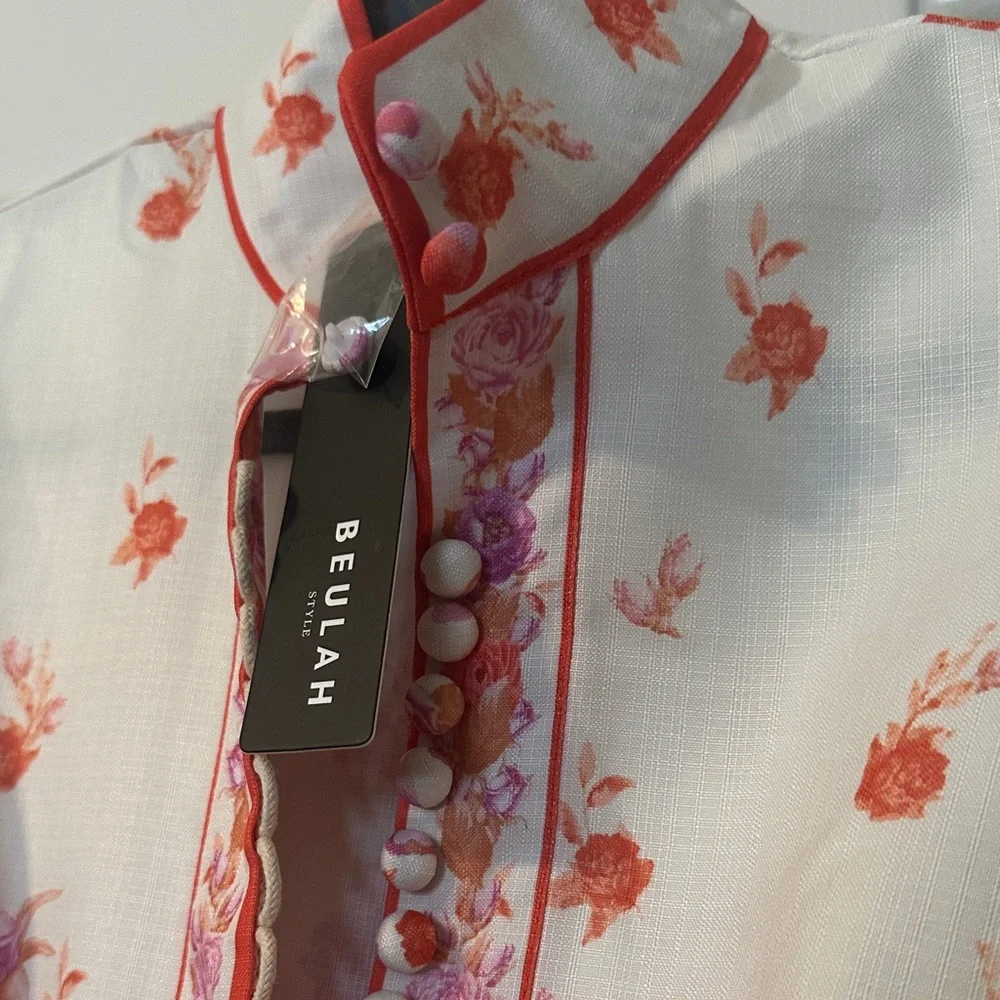 Beulah Floral Midi Dress in Pink and Orange - Picture 5 of 8